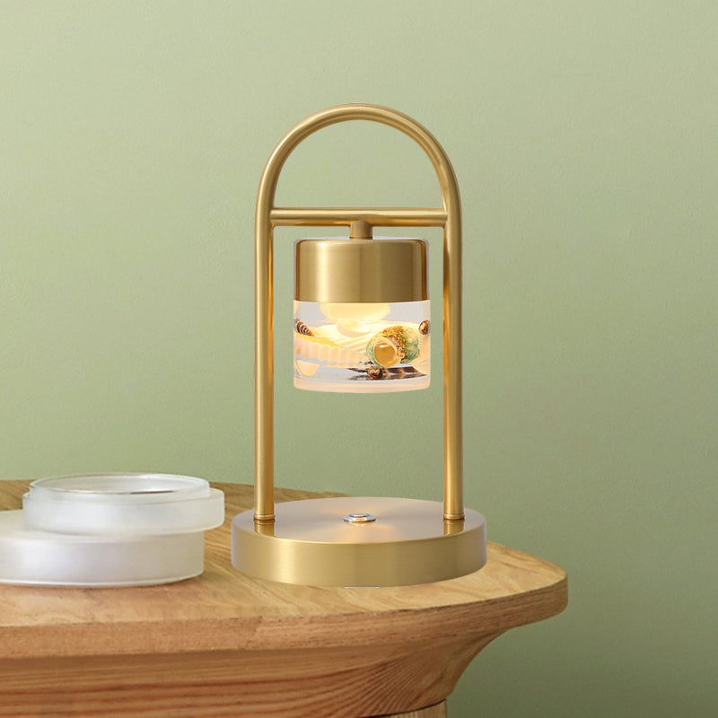 Nusakan - Simplicity Clear Glass LED Desk Light with U-Shaped Metal Frame - Gold