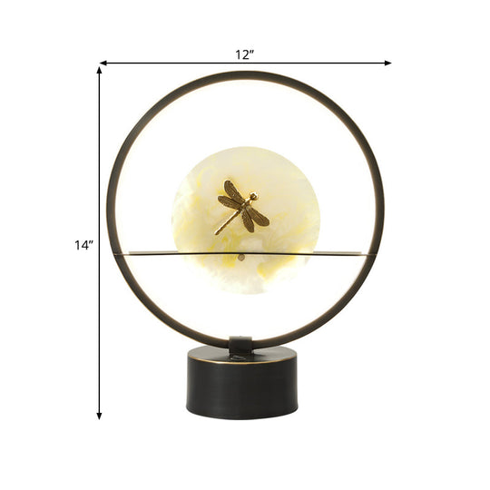 Alkaid - Dragonfly Inside Black Metal LED Desk Lamp