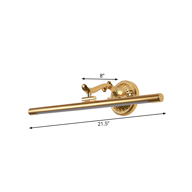 Modernist Style Led Vanity Wall Light In Linear Metallic Design 16/21.5 Width Brass/Gold Finish