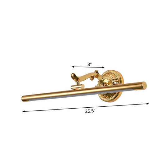 Modernist Style Led Vanity Wall Light In Linear Metallic Design 16/21.5 Width Brass/Gold Finish