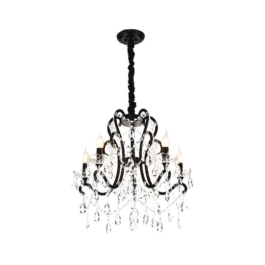 Modern Black Bedroom Chandelier - 4/5 Lights Crystal Stands Swag Hanging Ceiling Fixture