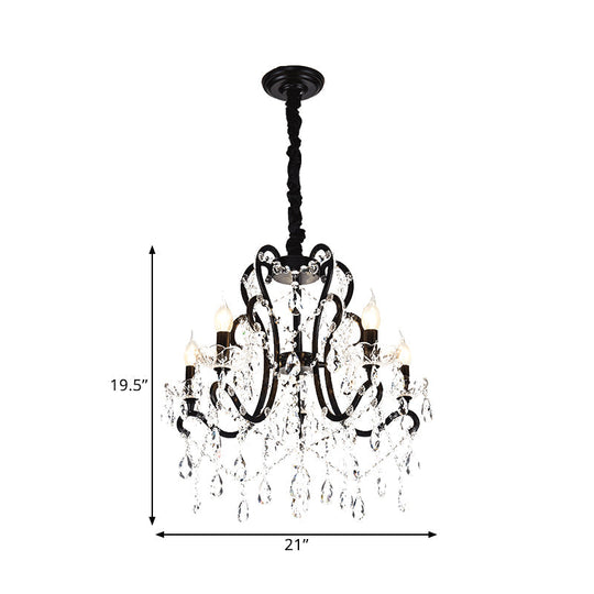 Modern Black Bedroom Chandelier - 4/5 Lights Crystal Stands Swag Hanging Ceiling Fixture