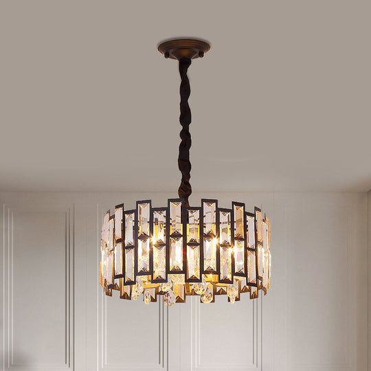 Crystal-Encrusted Modern Gold Chandelier For Bedroom - 6/5 Lights 19.5/16 Wide