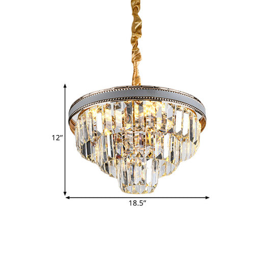 Modern Tapered Hanging Chandelier with Clear Crystal Prisms - 16/6 Lights, 31.5"/18.5" Wide