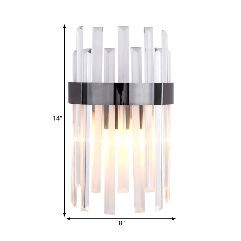 Contemporary Black Wall Sconce With Icicle Crystal For Dining Room Lighting