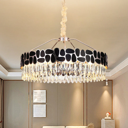 8-Light Modern Black Crystal Suspension Pendant Chandelier