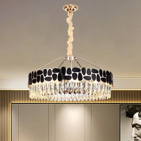 8-Light Modern Black Crystal Suspension Pendant Chandelier