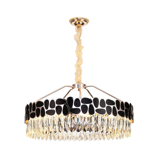 8-Light Modern Black Crystal Suspension Pendant Chandelier