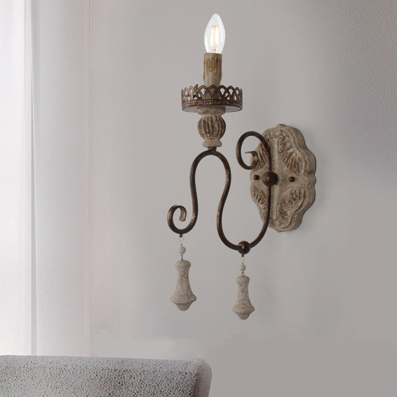 Antiqued Bronze Candle-Style Wall Lamp - Perfect For Bedroom Lighting 1 /