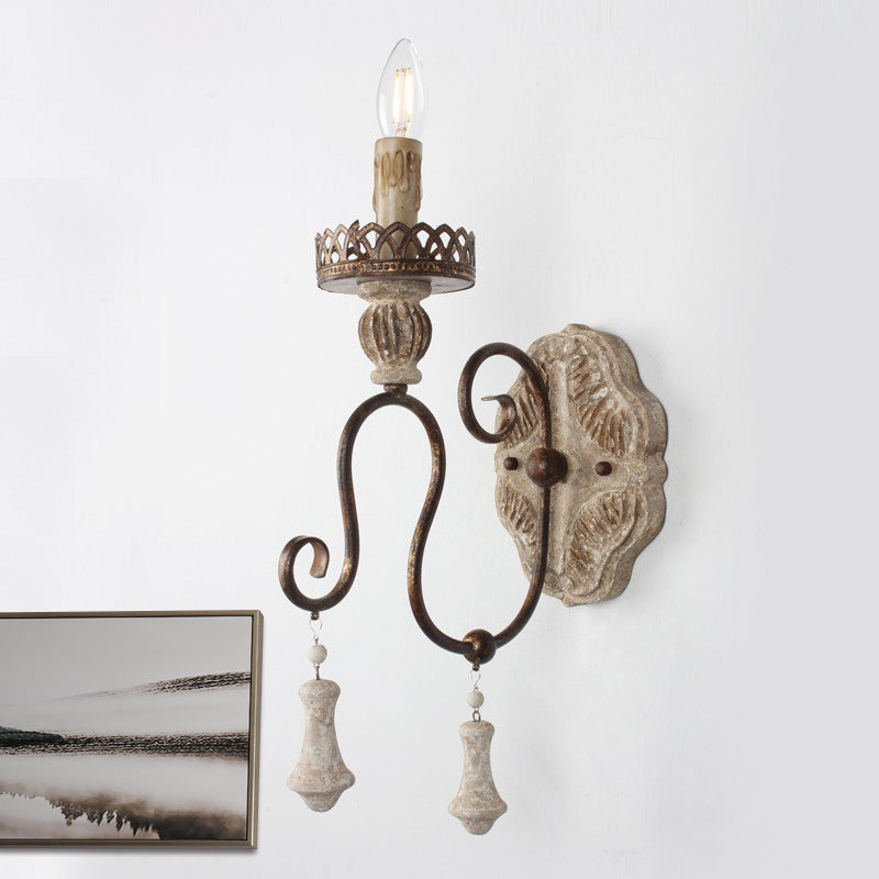 Antiqued Bronze Candle-Style Wall Lamp - Perfect For Bedroom Lighting