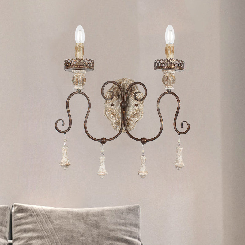 Antiqued Bronze Candle-Style Wall Lamp - Perfect For Bedroom Lighting