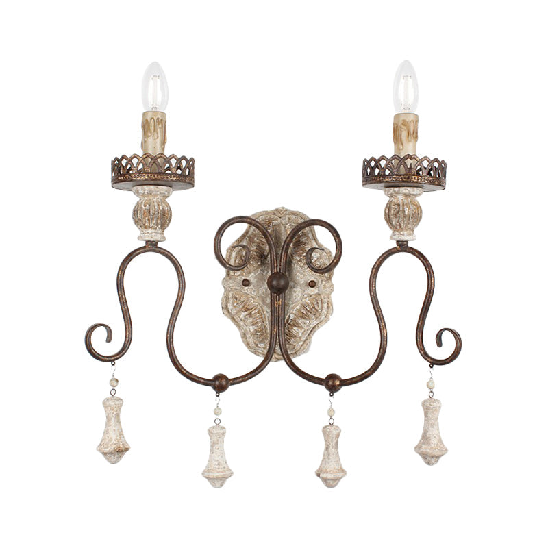 Antiqued Bronze Candle-Style Wall Lamp - Perfect For Bedroom Lighting