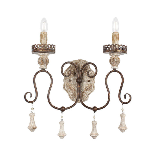 Antiqued Bronze Candle-Style Wall Lamp - Perfect For Bedroom Lighting