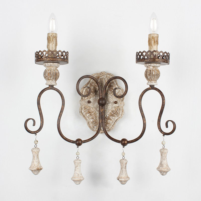 Antiqued Bronze Candle-Style Wall Lamp - Perfect For Bedroom Lighting