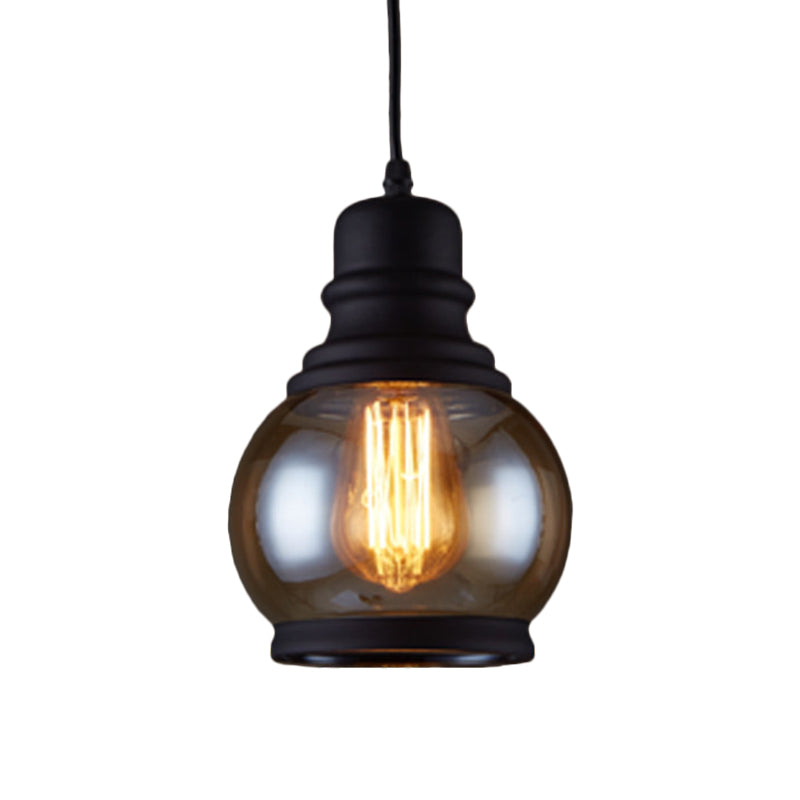 Industrial Pendant Light Kit - Clear Glass, Black Finish, Jar Shape, 1 Head, Ceiling Hang Fixture