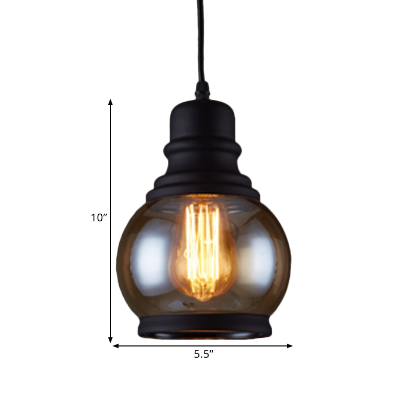 Industrial Pendant Light Kit - Clear Glass, Black Finish, Jar Shape, 1 Head, Ceiling Hang Fixture