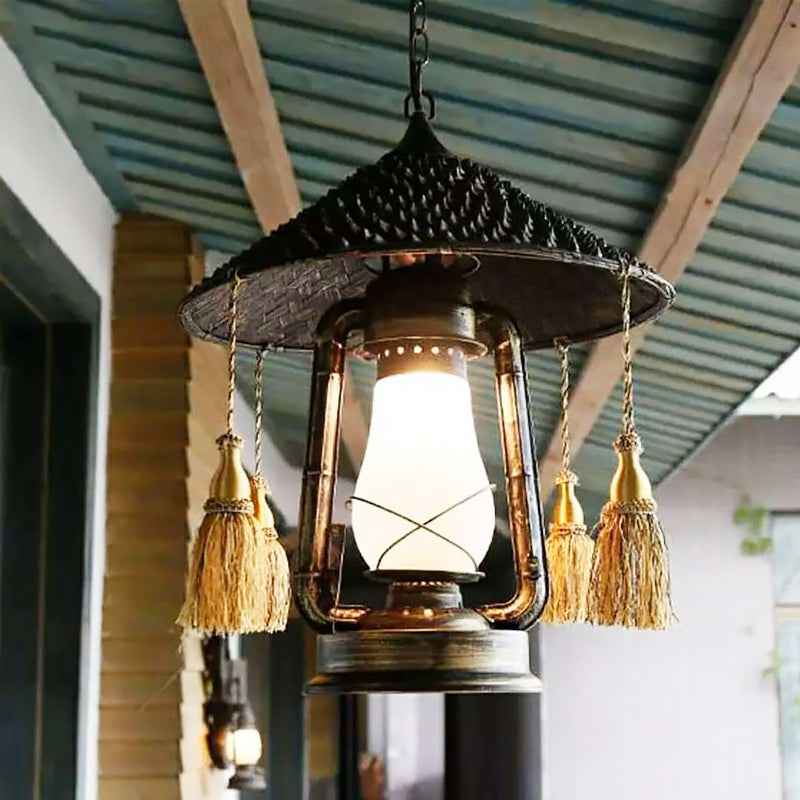 Bronze Lantern Shaped Pendant Light With Coastal Charm