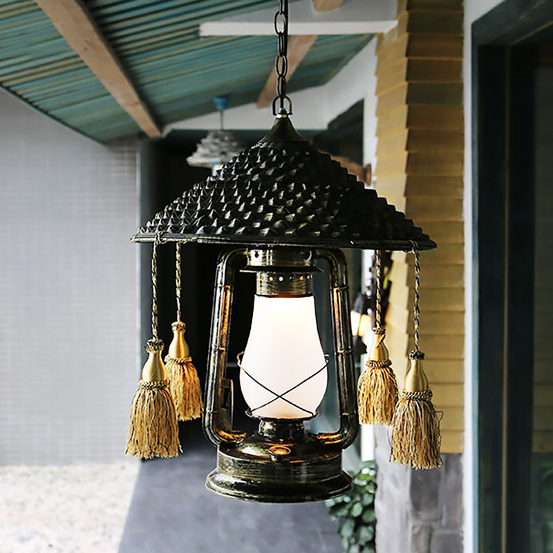 Coastal Lantern Pendant Lamp - Bronze Metal, Pendulum Style