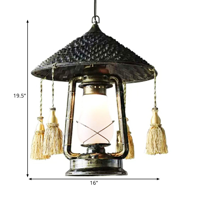 Coastal Lantern Pendant Lamp - Bronze Metal, Pendulum Style