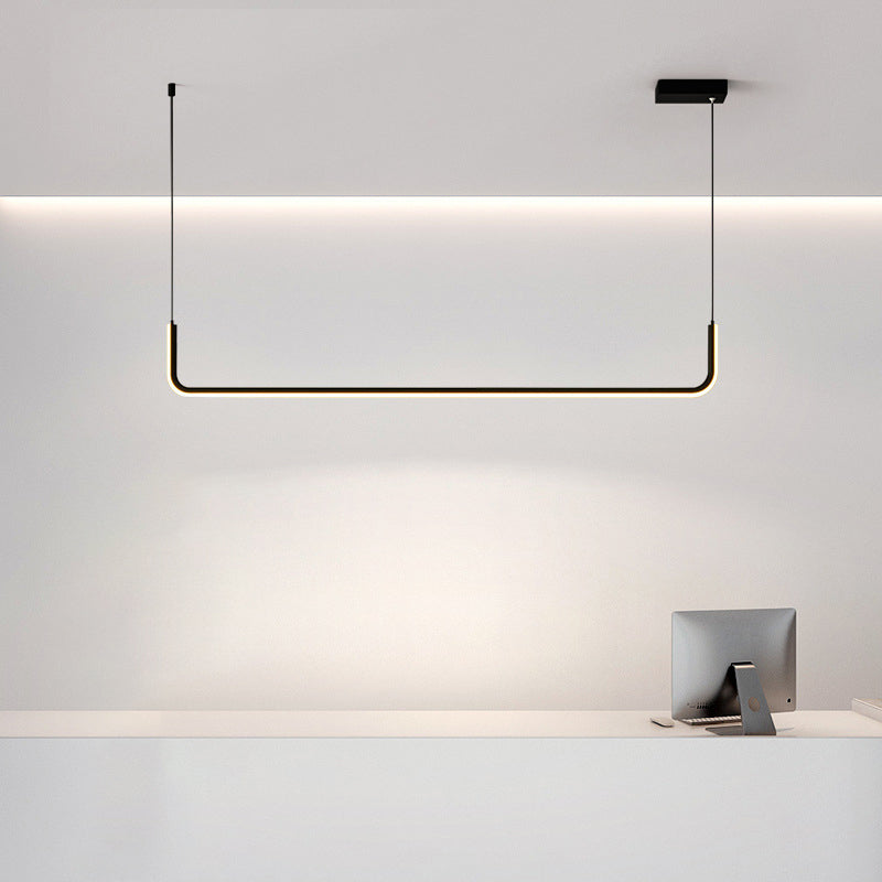 Simple LED Multi Ceiling Light with Metal Shade Black/Gold Linear Pendant in Warm/White Light, 35.5"/47" Long