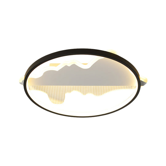 Modern Metal Flush Mount LED Ceiling Light in Black/White - Warm/White Light - 16.5"/20.5" Diameter