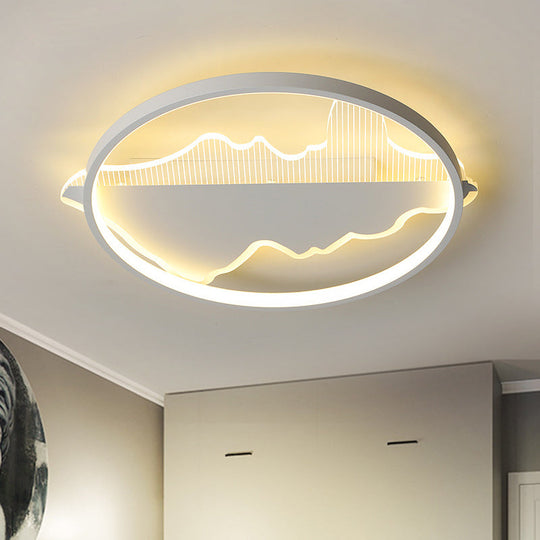 Modern Metal Flush Mount Led Ceiling Light In Black/White - Warm/White 16.5/20.5 Diameter White /