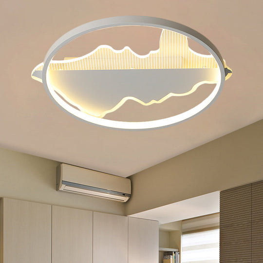 Modern Metal Flush Mount LED Ceiling Light in Black/White - Warm/White Light - 16.5"/20.5" Diameter