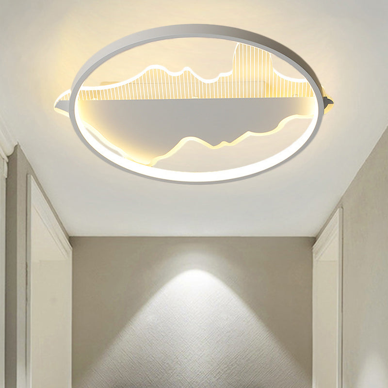 Modern Metal Flush Mount LED Ceiling Light in Black/White - Warm/White Light - 16.5"/20.5" Diameter