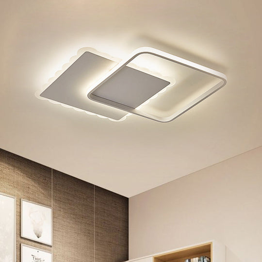 Modern Metal Flush Mount LED Ceiling Light in White/Coffee with Adjustable Warm/White/Natural Lighting