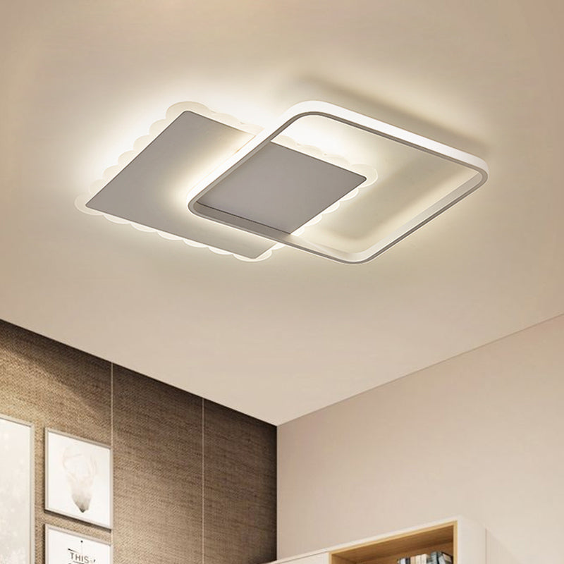 Modern Metal Flush Mount Led Ceiling Light In White/Coffee With Adjustable Warm/White/Natural