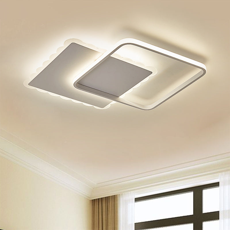 Modern Metal Flush Mount LED Ceiling Light in White/Coffee with Adjustable Warm/White/Natural Lighting