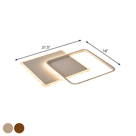 Modern Metal Flush Mount LED Ceiling Light in White/Coffee with Adjustable Warm/White/Natural Lighting