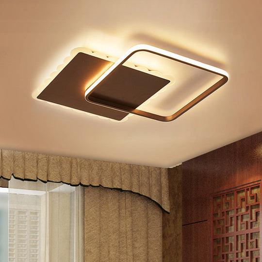 Modern Metal Flush Mount LED Ceiling Light in White/Coffee with Adjustable Warm/White/Natural Lighting