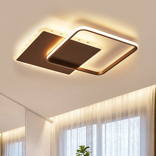 Modern Metal Flush Mount LED Ceiling Light in White/Coffee with Adjustable Warm/White/Natural Lighting