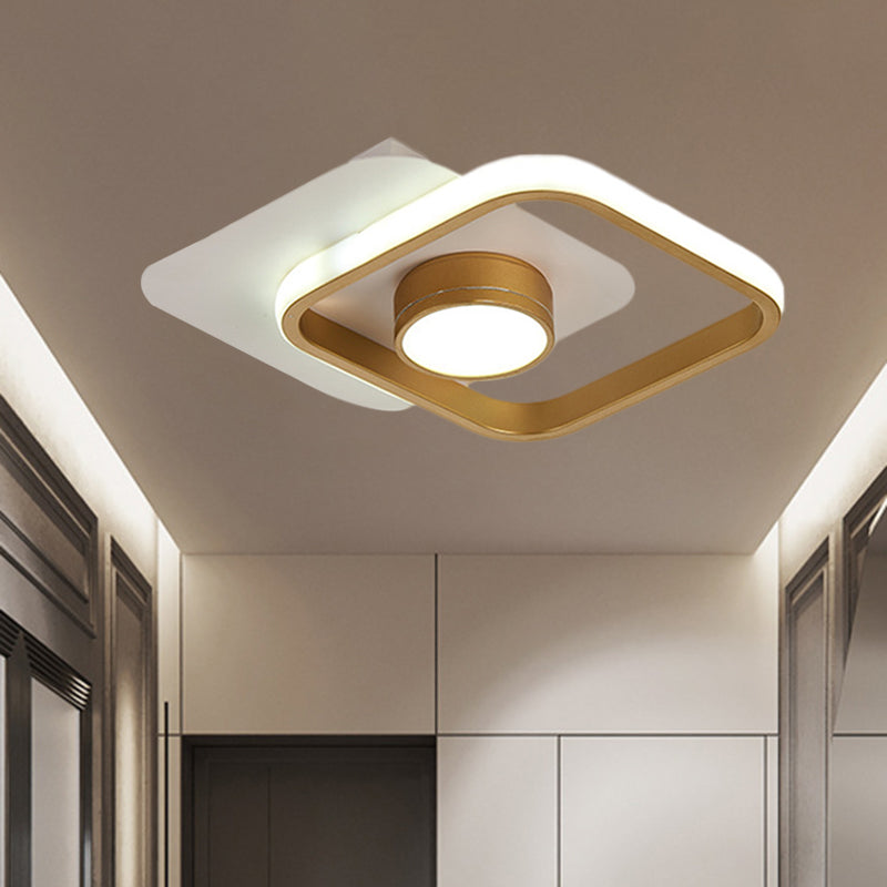 Contemporary Square LED Ceiling Light in Black/Gold with Warm/White Glow