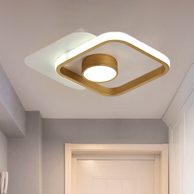 Contemporary Square LED Ceiling Light in Black/Gold with Warm/White Glow