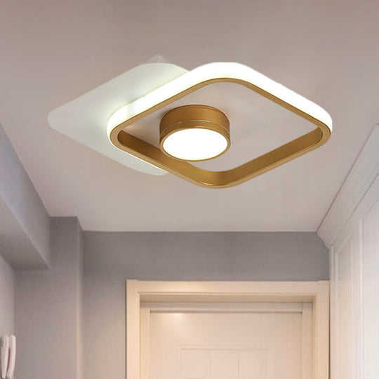 Contemporary Square Led Ceiling Light In Black/Gold With Warm/White Glow