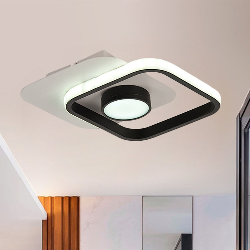 Contemporary Square Led Ceiling Light In Black/Gold With Warm/White Glow Black / White