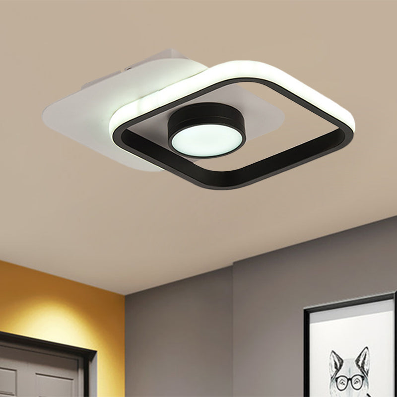 Contemporary Square Led Ceiling Light In Black/Gold With Warm/White Glow