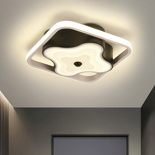 Modernist LED Geometric Ceiling Mount Pendant Light in Black - Warm/White Light