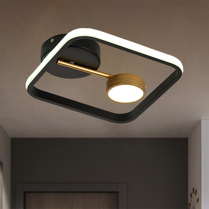 Modern Black and White/Gold LED Flush Mount Ceiling Light Fixture with Warm/White Light and Metal Shade