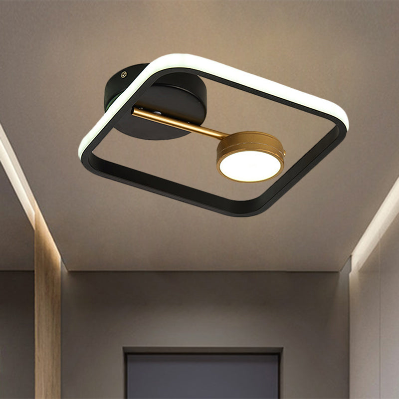 Modern Black and White/Gold LED Flush Mount Ceiling Light Fixture with Warm/White Light and Metal Shade