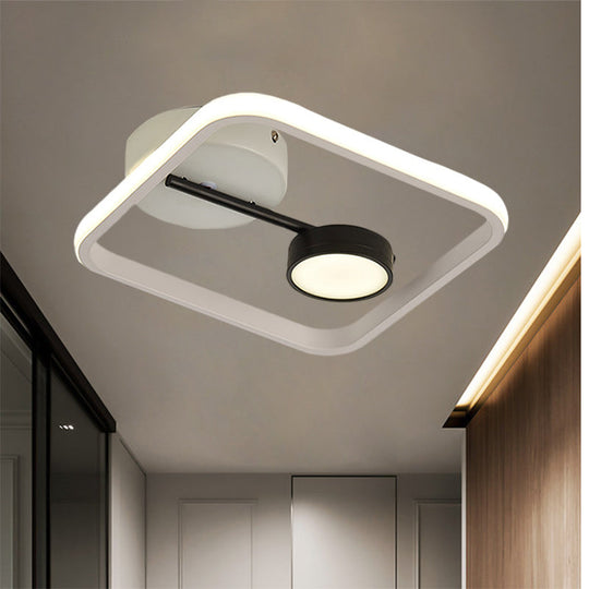 Modern Black And White/Gold Led Flush Mount Ceiling Light Fixture With Warm/White Metal Shade