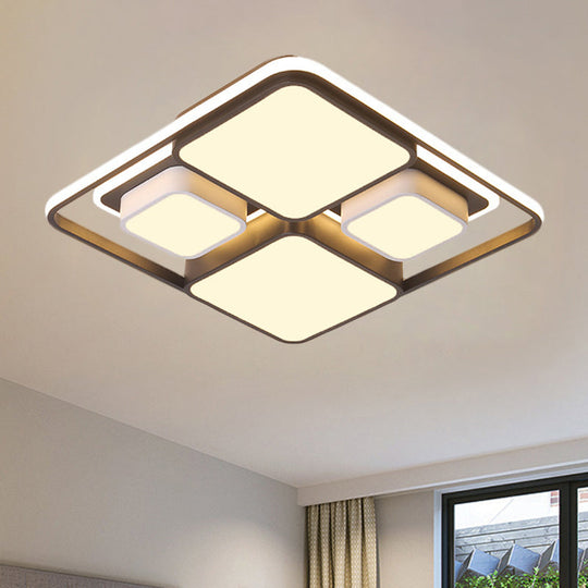 Modern Flush Mount LED Ceiling Lamp, Metallic Black & White, 16.5"/20.5"/35.5" Length