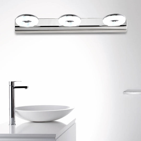 2/3 Head Bathroom Wall Vanity Light With Acrylic Shade - Silver Finish Warm/White Lighting