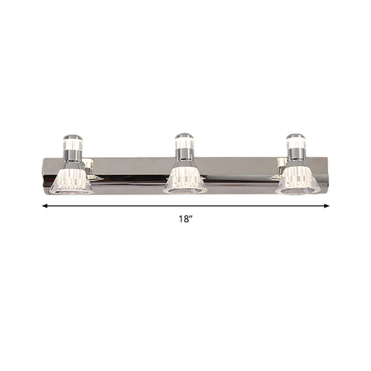 Conic Sconce Light - Contemporary Style Aluminum Vanity Lighting With 2/3/4 Warm/White Lights For