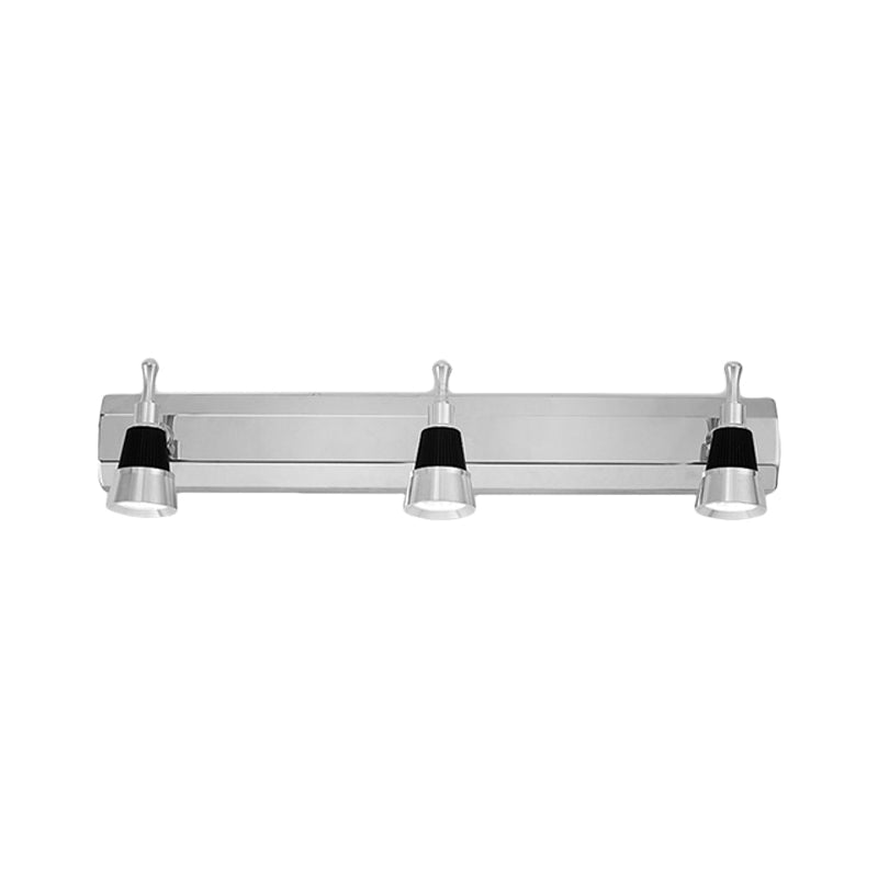 Modernist Cone Vanity Light: 2/3-Light Bathroom Wall Lamp In Aluminum With Warm/White Lighting