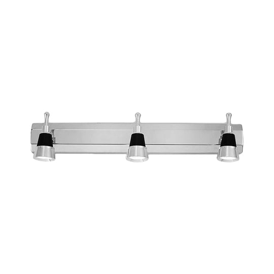 Modernist Cone Vanity Light: 2/3-Light Bathroom Wall Lamp In Aluminum With Warm/White Lighting