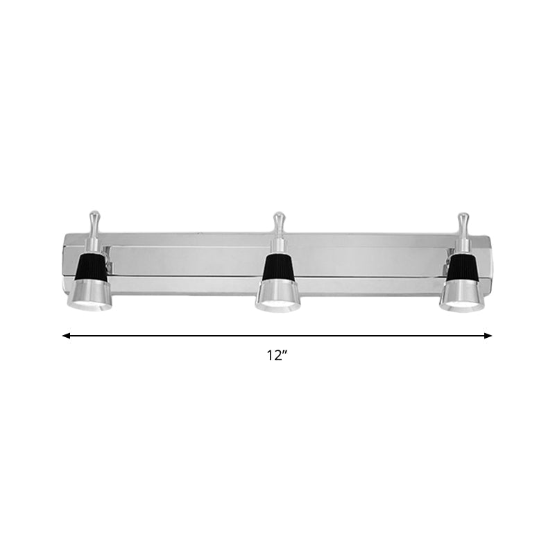 Modernist Cone Vanity Light: 2/3-Light Bathroom Wall Lamp In Aluminum With Warm/White Lighting