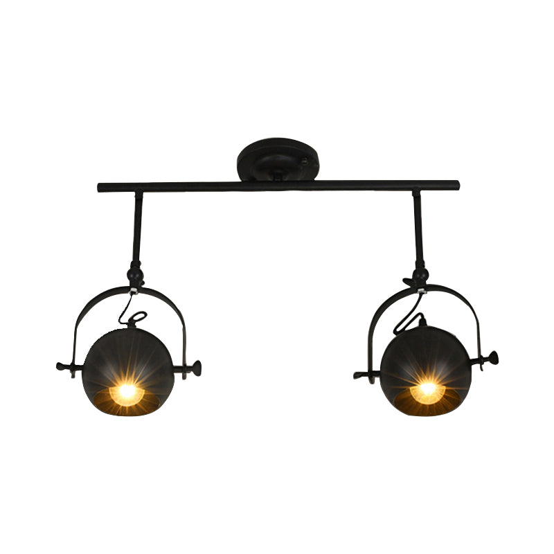 Black Industrial Style Rotatable Track Light with Ball Shade, Semi Flush Mount for Living Room - Accommodates 2/3/4 Bulbs